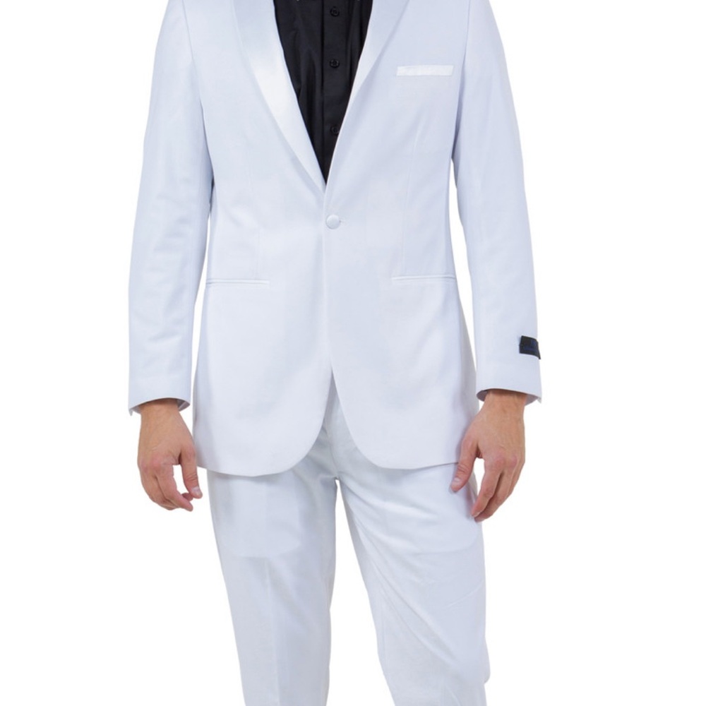 White Men's Tailored Two-Piece Tuxedo Jacket & Pants 42R
